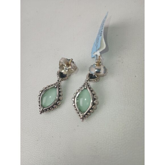 Lagos Contessa Sterling Silver 18K Gold Post Variscite Dangle Earrings $350 - Picture 5 of 5